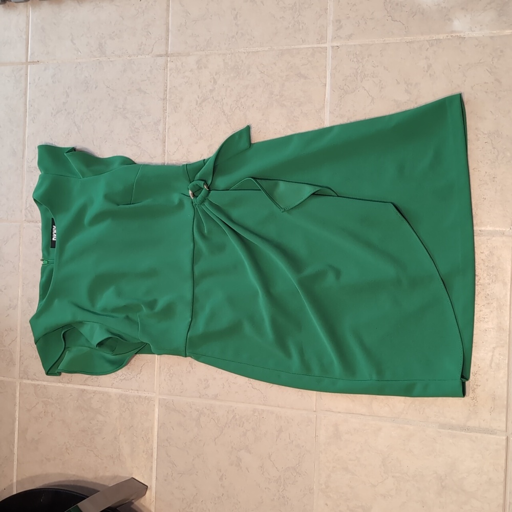 DKNY Ruffle Short Sleeve Green Dress